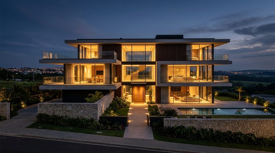 Arquitetura contemporânea representando segurança jurídica e direito imobiliário